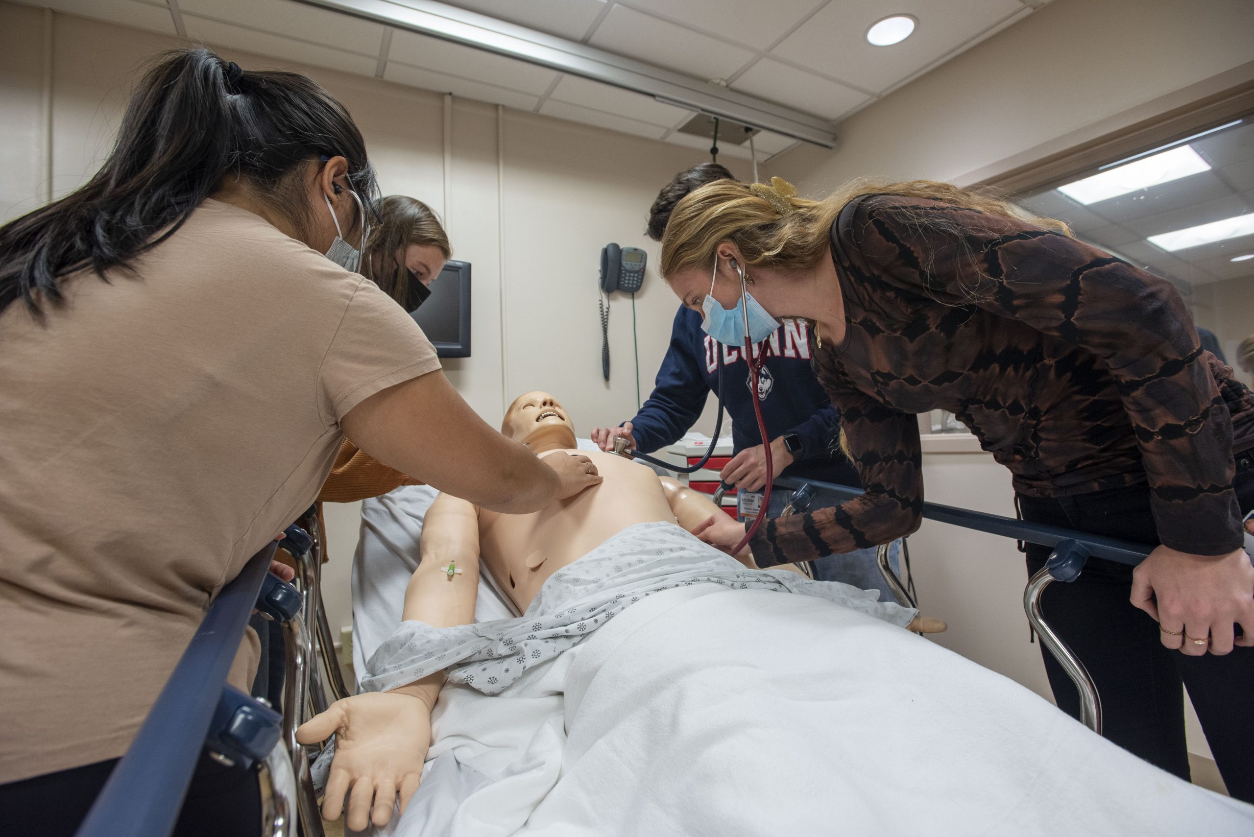 Medical students in the Clinical Simulation Center located at UConn Health